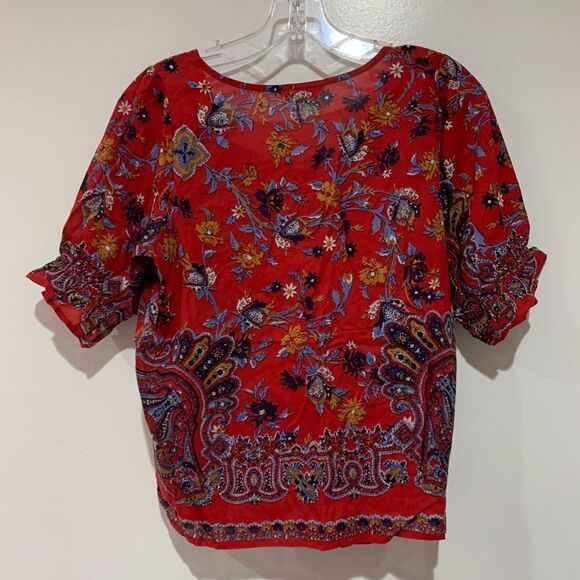NEW Lucky Brand Short sleeves Print Red Shirt - Picture 2 of 3